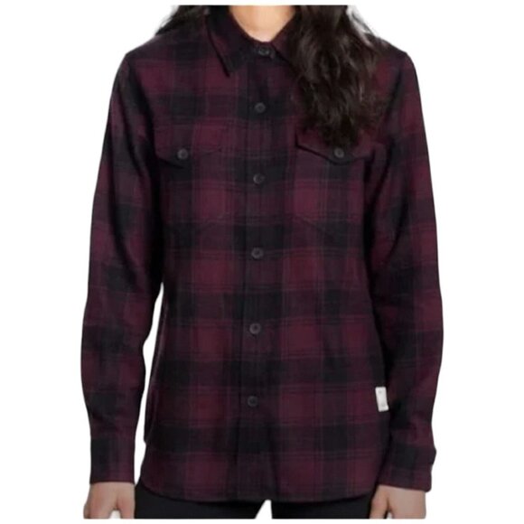 * Tilley Wine Cotton Flannel Plaid Button Up Two Pocket Shirt Size S - Picture 1 of 7
